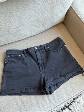 Madewell Black High-Rise Cutoff Denim Shorts